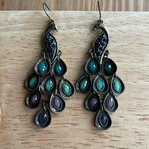 Gorgeous Peacock Chandelier Earrings